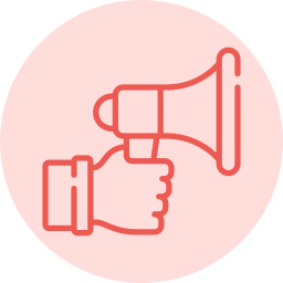Hand holding a megaphone icon